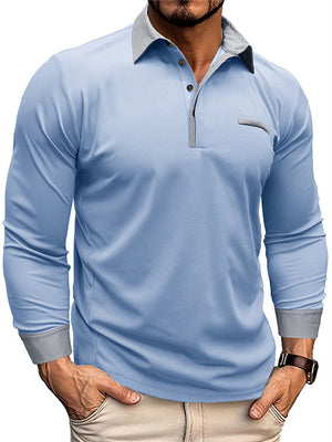 Office Wear Lapel Long Sleeve Autumn Polo Shirt for Men