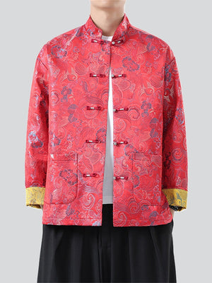 Male Cloud Sea Wave Jacquard Metal Button Jackets