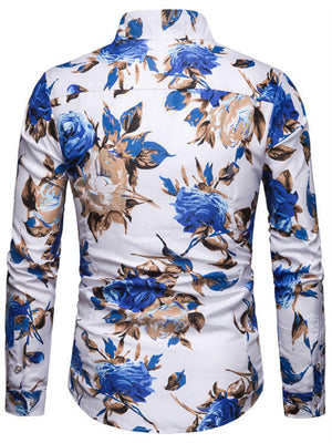 Stylish Relaxed Lapel Beach Floral T-shirts for Men