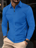 Men's Casual Slim Fit Lapel Zip Up Jacket with Pocket