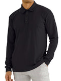 Men's Fall Lapel Long Sleeve Stripe Texture Golf Shirt