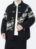 Male Popular Dragon Cloud Print Thickened Stitching Corduroy Coat