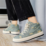 Men's Trendy High Top Lace Up Denim Canvas Shoes