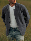 Popular Relaxed Men's Plain Long Sleeve Button Coats