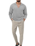 Male Leisure Waffle Long-sleeved Tops Trousers Two-piece Set