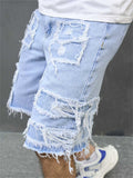 Casual Knee-length Frayed Denim Shorts for Men