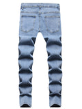 Trendy Male Stretch Embroidery Patchwork Jeans