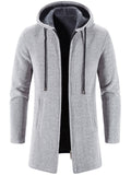 Men's Autumn Winter Stylish Hooded Warm Plush Zip Knitted Coat