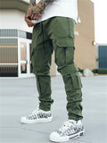 Street Style Multi-Pocket Loose Drawstring Cargo Pants for Men