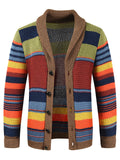 Men's Lapel Slim Fit Holiday Rainbow Sweater