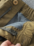 Men's Keep Warm Plush Liner Multi-Pocket Cargo Pants with Belt