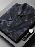 Feather & Paisley & Floral Print Holiday Short Sleeve Shirt for Men