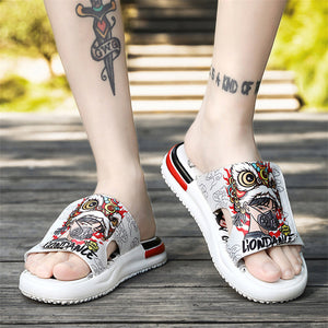 Masked Lion Dance Boy Design Men's Summer Sandals