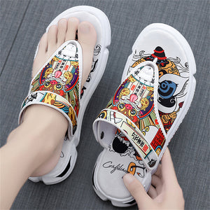 Men's Chinese Lion Dance Couplet  Dual Use Flip Flops Sandals