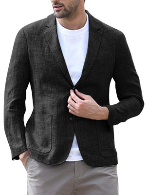 Men's Fashion Single Breasted Cotton Linen Blazer Coats