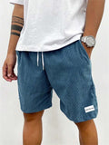 Letter Patch Corduroy Sportswear Shorts for Men