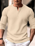 Autumn Chic Slim Waffle Henley Shirt for Men