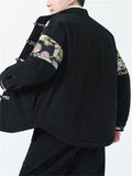 Male Popular Dragon Cloud Print Thickened Stitching Corduroy Coat