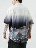 Chinese Landscape Ink Painting Vintage Shirt for Men