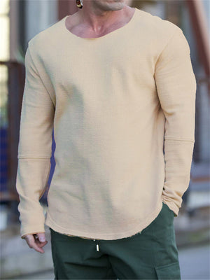 Simple Comfortable Daily Wear Round Neck Long Sleeve Shirt