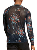 Men's Stretchy Floral Mesh Sheer Shirts