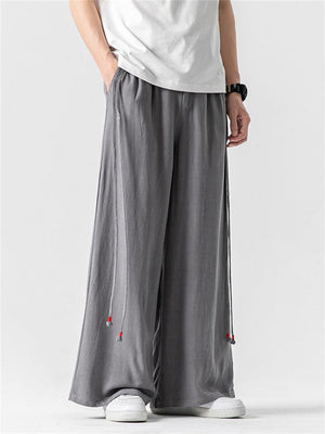 Male Chic Side Strap Design Chinese Style Pants