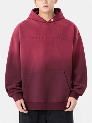 Fashionable Gradient Color Letter Jacquard Hoodies for Men