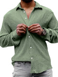 Comfortable Lapel Long Sleeve Loose Linen Shirt for Men