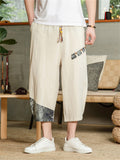 Cotton Linen Breathable Loose Men's Cropped Pants