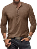 Vintage Washed Solid Distressed Male Henley Shirt