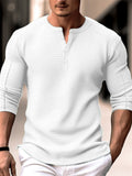 Autumn Chic Slim Waffle Henley Shirt for Men