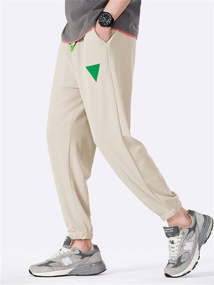 Unique Green Triangle Stretchy Summer Sweatpants for Men