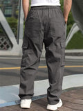 Baggy Flap Pocket Overalls Elasticated Cargo Pants for Men