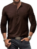 Vintage Washed Solid Distressed Male Henley Shirt