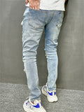 Blue Fashion Hip Hop Ripped Streetwear Jeans for Men