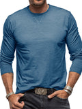 Men's Simple Crew Neck Slim Long Sleeve Bottoming Shirt