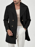 Men's Vintage Notched Lapel Solid Color Casual Mid-Length Coat