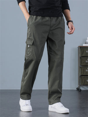 Men's Winter Keep Warm Plush Straight Leg Cargo Pants