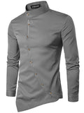 Men's Vintage Irregular Hem Button Down Henley Shirt