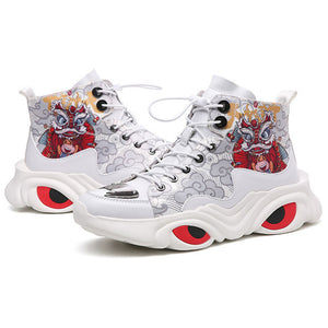 Men's Lion Dance Print Red-Eyed Kylin High-Top Sneakers