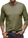 Men's Simple Crew Neck Slim Long Sleeve Bottoming Shirt