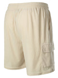 Male Solid Color Multi-Pocket Drawstring Corduroy Shorts