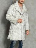 Fashion Faux Fox Fur Suit Collar Men's Mid-Length Coat