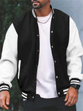 Men's Trendy Stand Collar Button Up Splicing Baseball Jacket