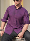 Simple Turn-Down Collar Button Up Long Sleeve Shirt for Men