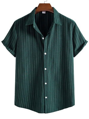 Men's Daily Wear Short Sleeve Breathable Striped Shirt