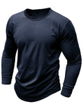 Men's Simple Crew Neck Slim Long Sleeve Bottoming Shirt