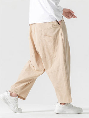 Men's Durable Solid Color Multi-pocket Harem Pants