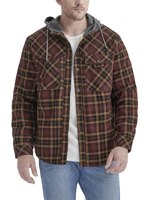 Men's Keep Warm Plush Plaid Winter Hooded Coat