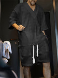 Men's Cozy Solid Color Knitting Shirt & Shorts Set